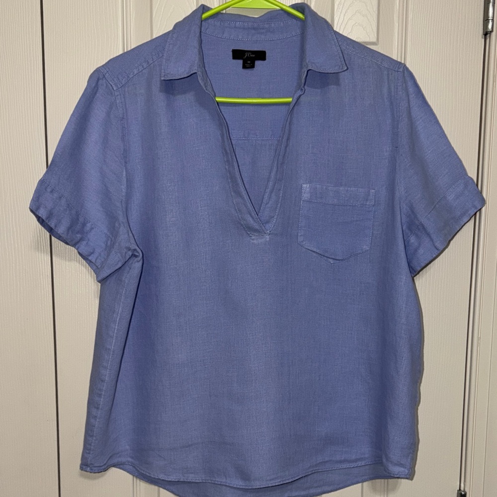 J. Crew Light Blue Linen Top